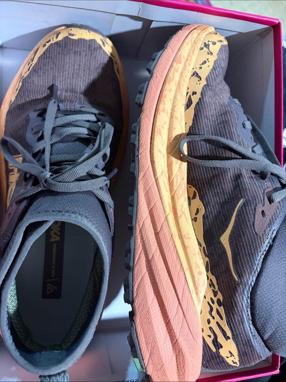Hoka Speedgoat 6 GTX Women’s Trail Shoe in Grey and Orange - Picture 5 of 5